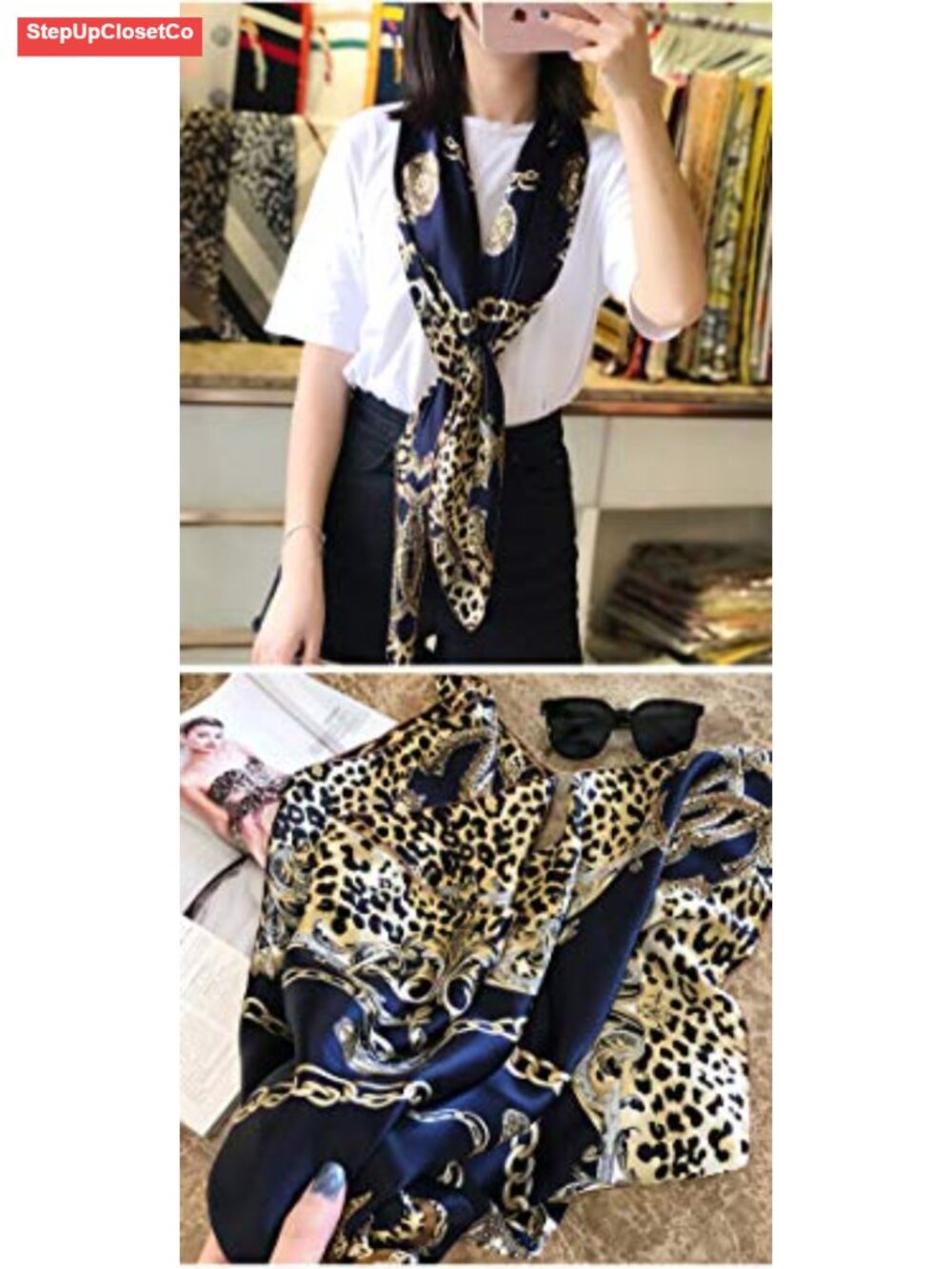 Silk Like Scarf Neck Scarves Women’s Large Square Satin Hair Scarf 35 x 35 - Picture 3 of 5